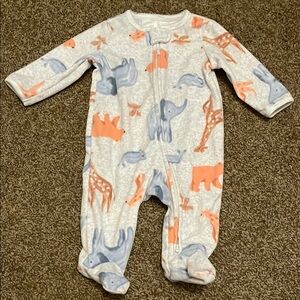 Carter's Blue and Orange Animal Print Footie